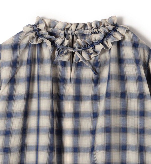 SHIPS Colors 「SHIPS Colors:〈手洗い可能〉オンブレチェック フリルネック ブラウス」|シャツ・ブラウス|