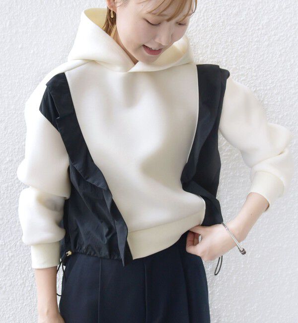 SHIPS for women「【WEB限定】〈手洗い可能〉ダンボール タフタ コンビ フーディ」|パーカー|