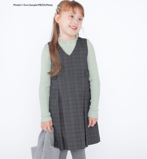 SHIPS KIDS「SHIPS KIDS:100～125cm /〈手洗い可能〉リブ フリル タートルネック ニット」|ニット・セーター|