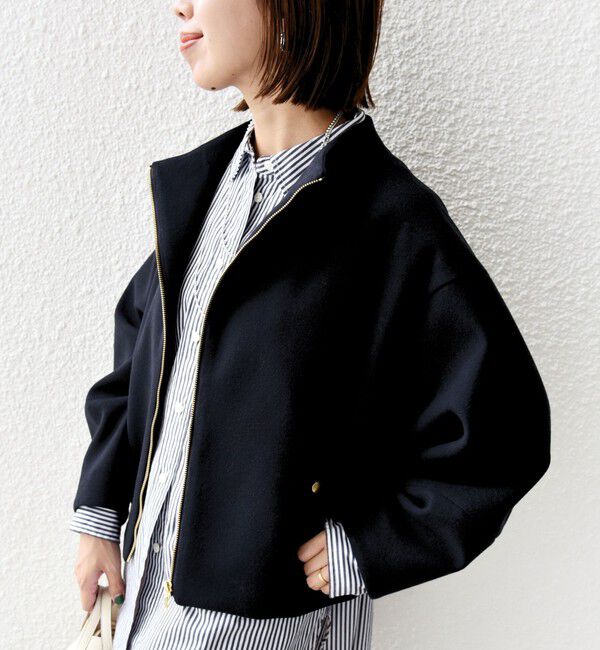 SHIPS for women「【WEB限定】〈手洗い可能〉 ウールライク ボトル ネック ジップ ブルゾン」|ブルゾン・スタジャン|