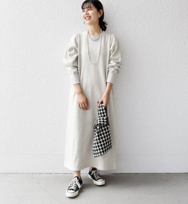 SHIPS any「【WEB限定】SHIPS any: USAコットン 裏起毛 パフ スリーブ ワンピース 2」|ワンピース|ナチュラル