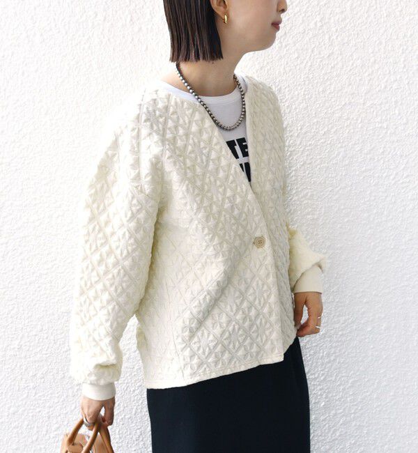 SHIPS for women「【WEB限定】〈手洗い可能〉キルティング ジャカード カーディガン」|カーディガン|