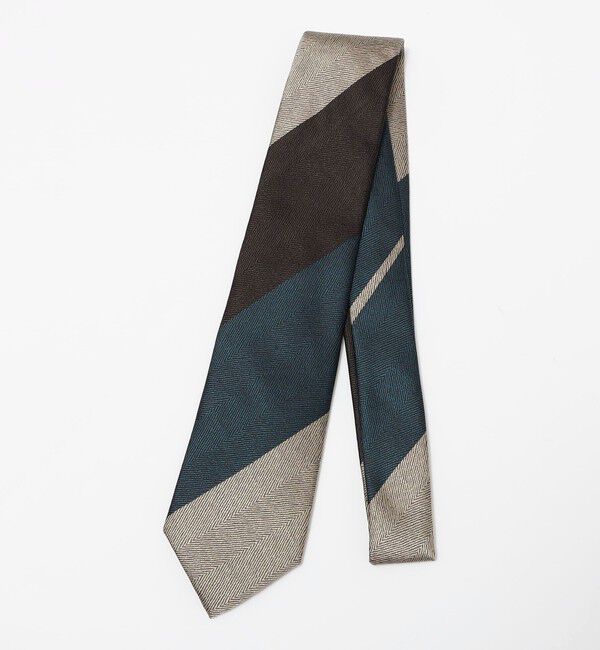 SHIPS「SHIPS: シルク ヘリンボーン ワイド ストライプ ネクタイ」|ネクタイ・蝶ネクタイ|ブラウン