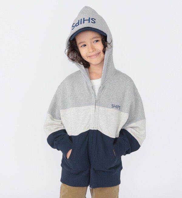 SHIPS KIDS「SHIPS KIDS:100～130cm / ロゴ フード ジップ パーカ」|パーカー|