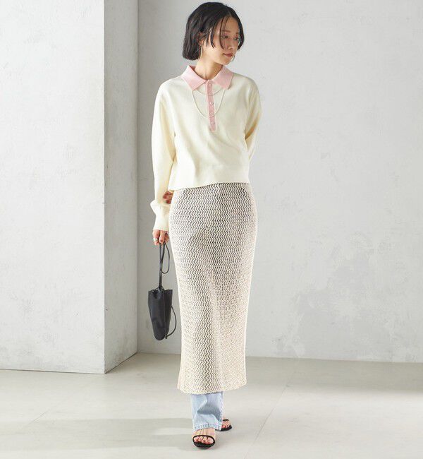 SHIPS for women「〈手洗い可能〉配色 ポロカラー プルオーバー」|ニット・セーター|