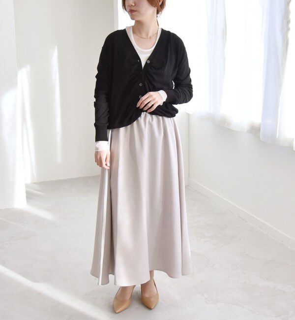 quaranciel「quaranciel:〈手洗い可能〉シルク ミックス ギャザー ニット カーディガン」|カーディガン|