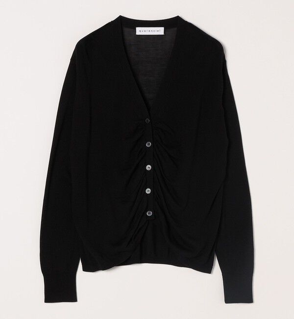 quaranciel「quaranciel:〈手洗い可能〉シルク ミックス ギャザー ニット カーディガン」|カーディガン|