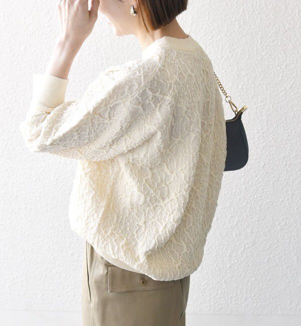 SHIPS any「【WEB限定】SHIPS any:〈手洗い可能〉ジャカード バンピー クルーネック プルオーバー」|ニット・セーター|