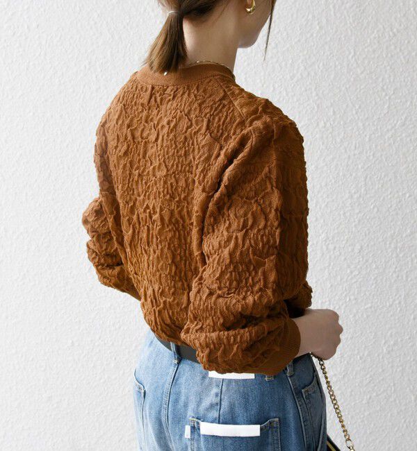 SHIPS any「【WEB限定】SHIPS any:〈手洗い可能〉ジャカード バンピー クルーネック プルオーバー」|ニット・セーター|