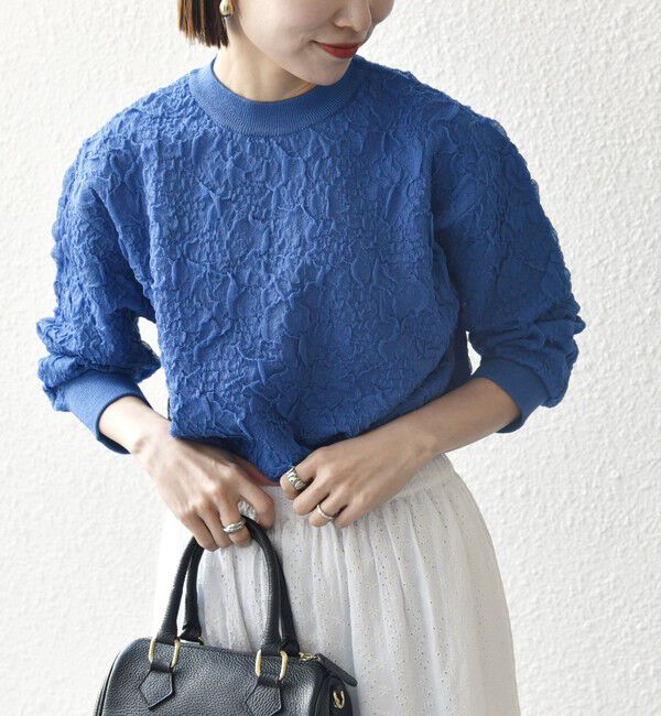 SHIPS any「【WEB限定】SHIPS any:〈手洗い可能〉ジャカード バンピー クルーネック プルオーバー」|ニット・セーター|