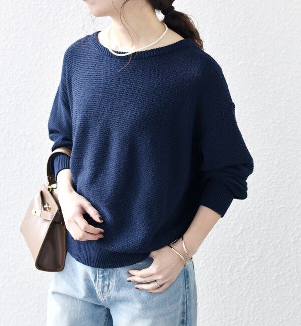 SHIPS any「SHIPS any: シルク コットン ボートネック ニット プルオーバー」|ニット・セーター|