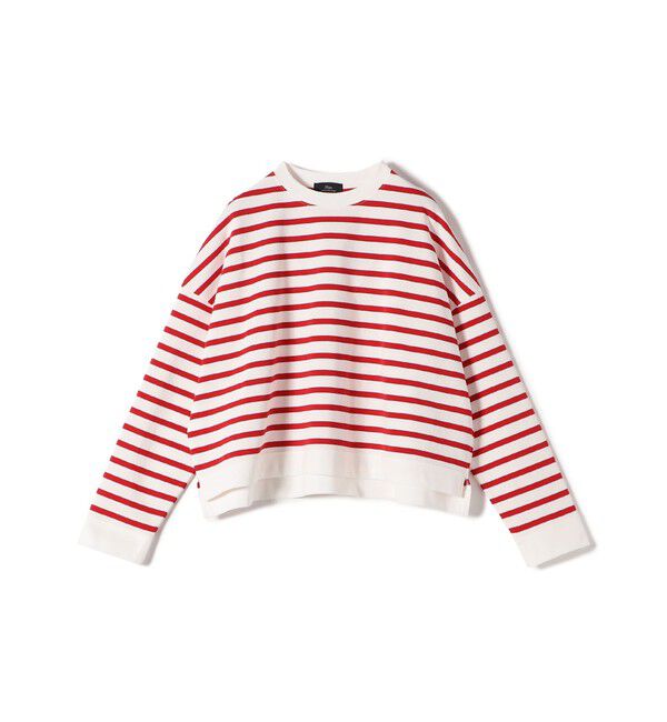 SHIPS for women「SHIPS Primary Navy Label:コットン ボーダー クルーネック プルオーバー」|Tシャツ・カットソー|レッド