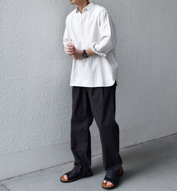 SHIPS any「SHIPS any:〈洗濯機可能〉コットン/リネン 7分袖  ストライプ スキッパー プルオーバー シャツ◇」|シャツ・ブラウス|