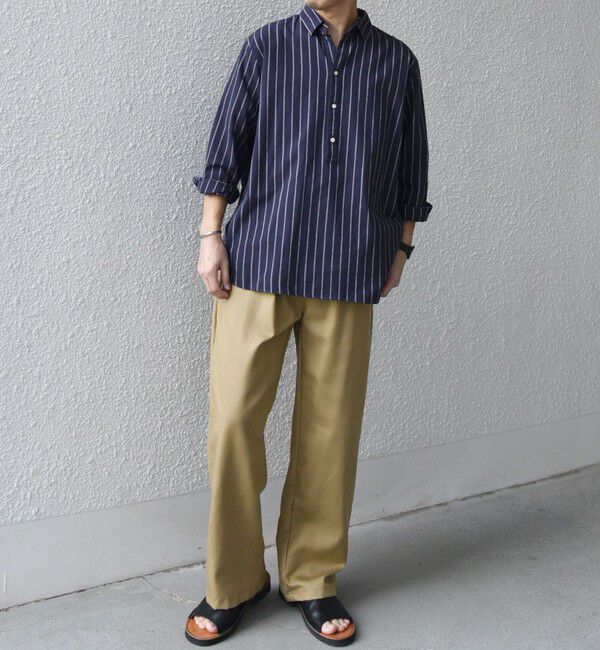 SHIPS any「SHIPS any:〈洗濯機可能〉コットン/リネン 7分袖  ストライプ スキッパー プルオーバー シャツ◇」|シャツ・ブラウス|