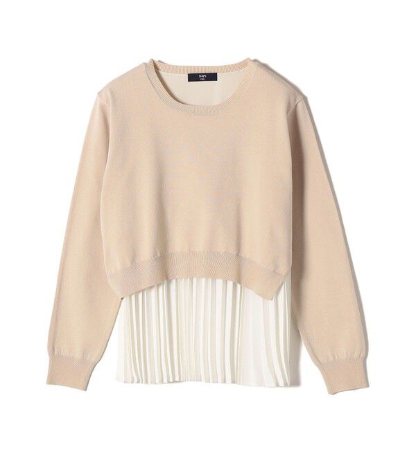 SHIPS Colors 「SHIPS Colors:〈手洗い可能〉ヘムプリーツ ドッキング ニット」|ニット・セーター|ベージュ