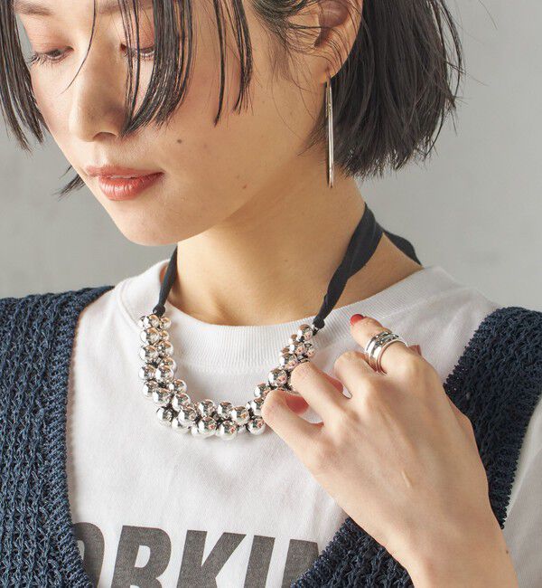 SHIPS for women「in mood:リボン ニット ボール ネックレス」|ネックレス|シルバー