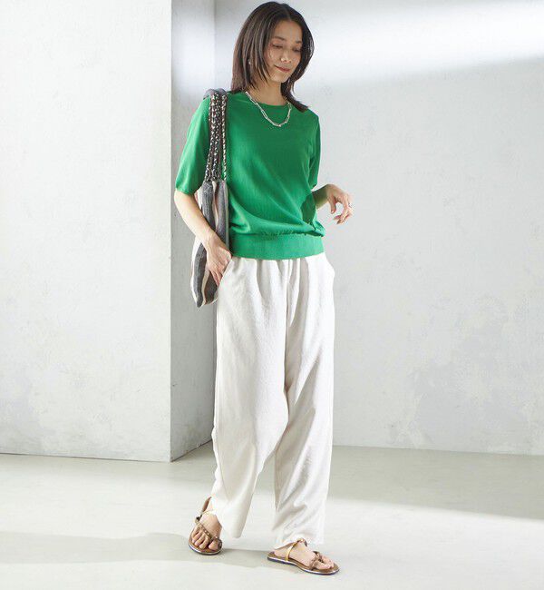 SHIPS for women「〈接触冷感 / 手洗い可能〉アイスコットン ショート スリーブ プルオーバー」|ニット・セーター|