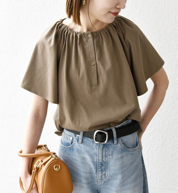 SHIPS any「SHIPS any:〈UVカット/接触冷感/吸水速乾/洗濯機可能〉USAコットン フレア TEE」|Tシャツ・カットソー|