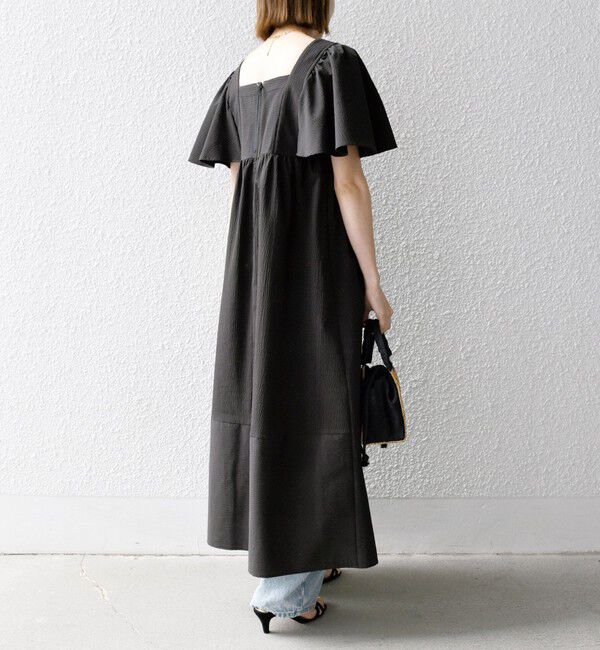 SHIPS any「SHIPS any:〈洗濯機可能〉ミニサッカー スクエアネック フレア ワンピース」|ワンピース|