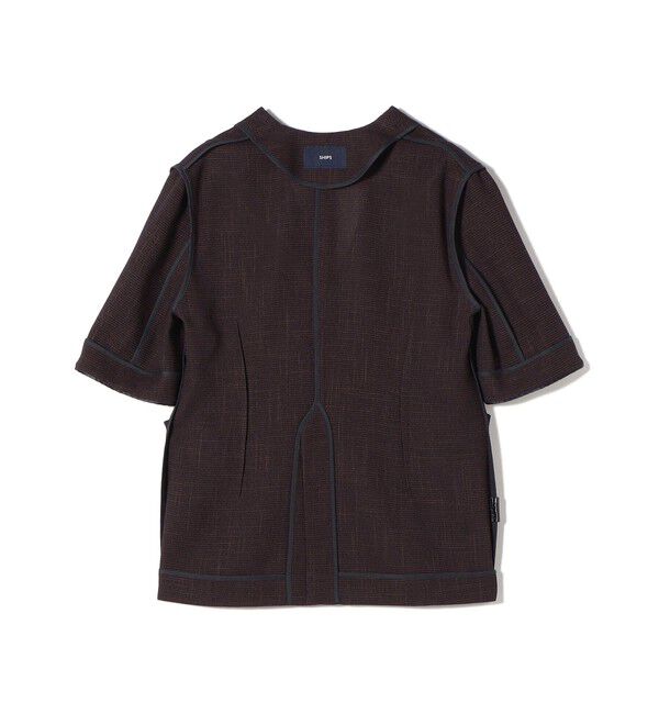 SHIPS for women「〈手洗い可能〉カラミ ノーラペル 半袖 ジャケット」|ノーカラージャケット|