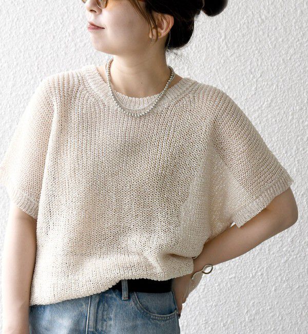 SHIPS any「SHIPS any:〈手洗い可能〉ギマ  ワイド フレンチ シアー ニット プルオーバー」|ニット・セーター|