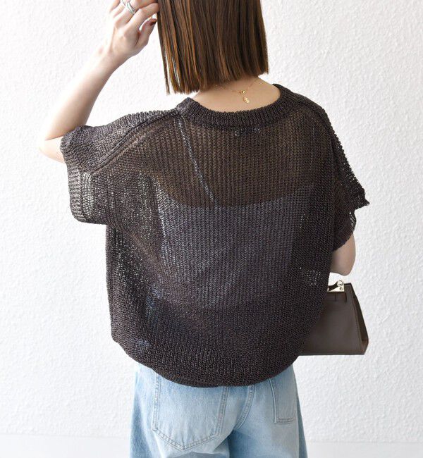 SHIPS any「SHIPS any:〈手洗い可能〉ギマ  ワイド フレンチ シアー ニット プルオーバー」|ニット・セーター|