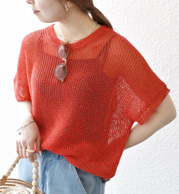 SHIPS any「SHIPS any:〈手洗い可能〉ギマ  ワイド フレンチ シアー ニット プルオーバー」|ニット・セーター|