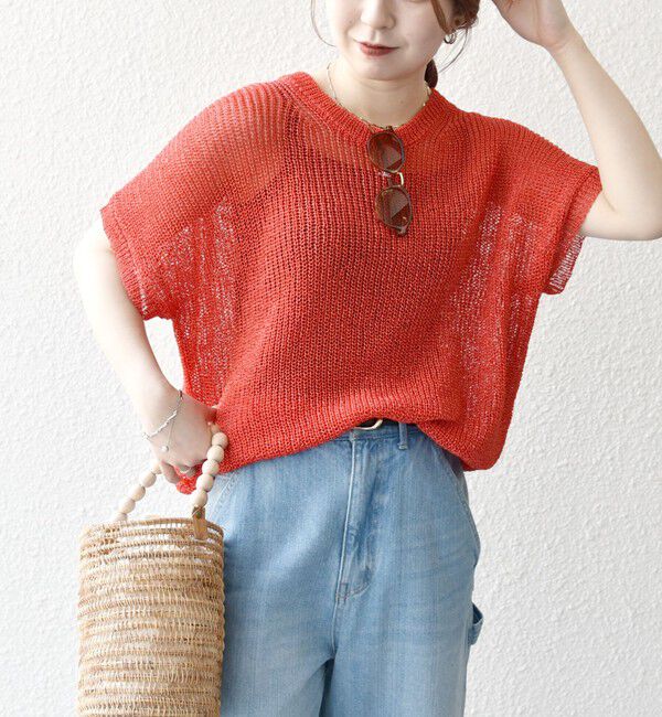 SHIPS any「SHIPS any:〈手洗い可能〉ギマ  ワイド フレンチ シアー ニット プルオーバー」|ニット・セーター|