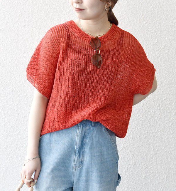 SHIPS any「SHIPS any:〈手洗い可能〉ギマ  ワイド フレンチ シアー ニット プルオーバー」|ニット・セーター|