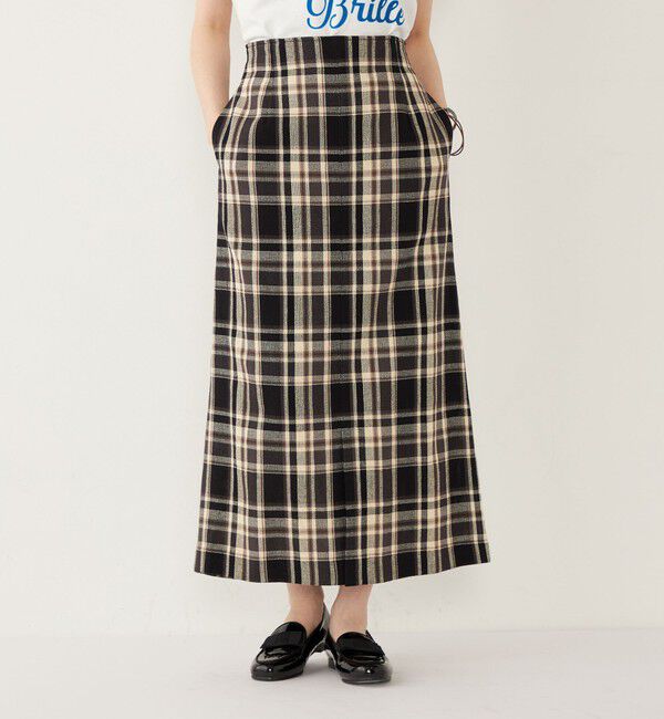 SHIPS Colors 「SHIPS Colors:〈手洗い可能〉カラミ チェック フロントスリット スカート」|タイト|