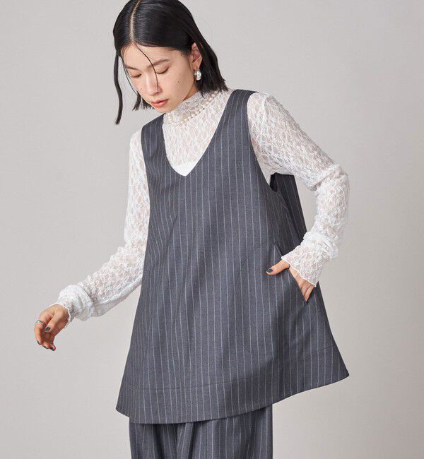 SHIPS for women「SHIPS NINE CASE:〈手洗い可能〉ストライプ チュニック」|チュニック|グレー