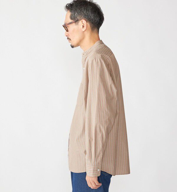 SHIPS「SHIPS: 100S バンドカラー ストライプ シャツ」|シャツ・ブラウス|