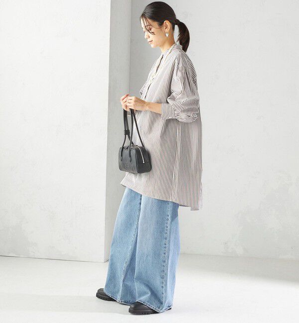SHIPS for women「〈手洗い可能〉ストライプ バックタック チュニック シャツ」|チュニック|