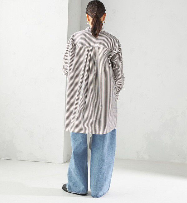 SHIPS for women「〈手洗い可能〉ストライプ バックタック チュニック シャツ」|チュニック|