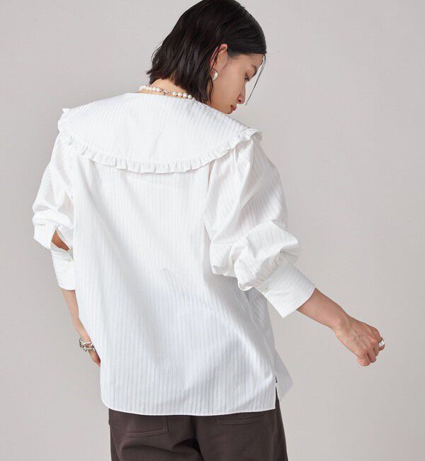 SHIPS for women「SHIPS NINE CASE:〈手洗い可能〉ビッグ カラー ブラウス」|シャツ・ブラウス|