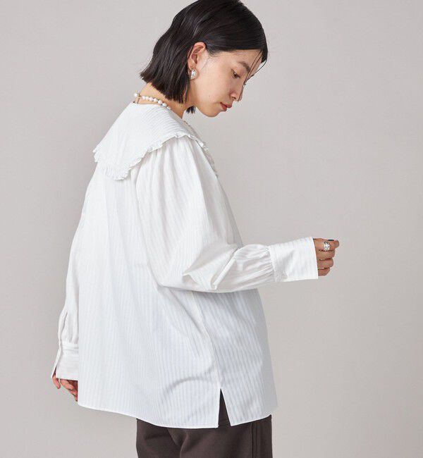 SHIPS for women「SHIPS NINE CASE:〈手洗い可能〉ビッグ カラー ブラウス」|シャツ・ブラウス|