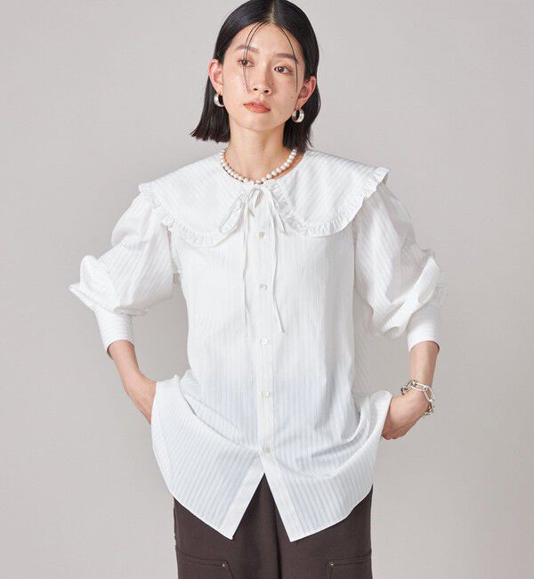 SHIPS for women「SHIPS NINE CASE:〈手洗い可能〉ビッグ カラー ブラウス」|シャツ・ブラウス|