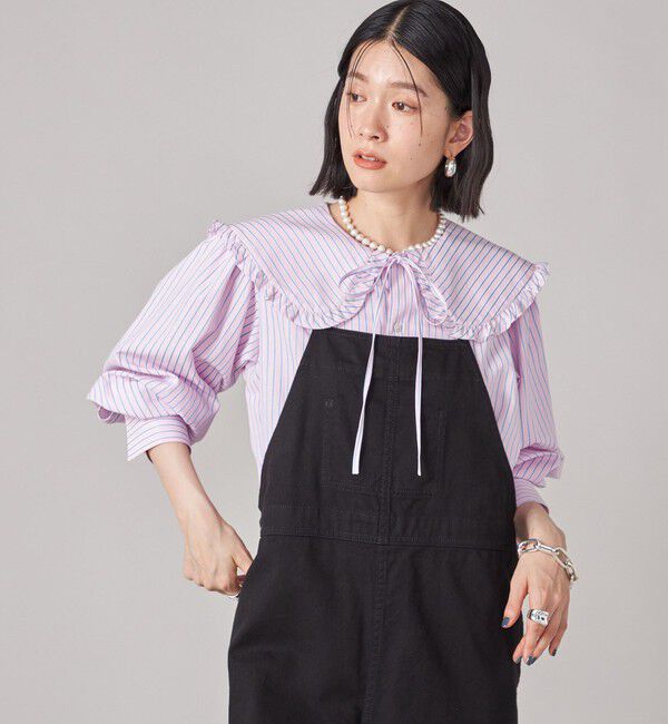 SHIPS for women「SHIPS NINE CASE:〈手洗い可能〉ビッグ カラー ブラウス」|シャツ・ブラウス|