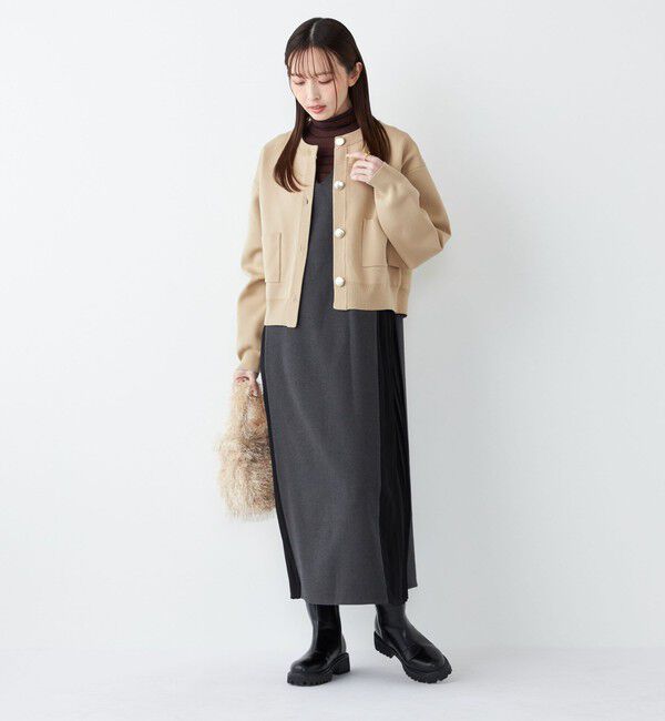 SHIPS Colors 「SHIPS Colors:〈手洗い可能〉プリーツ コンビ ジャンパー ワンピース」|ワンピース|