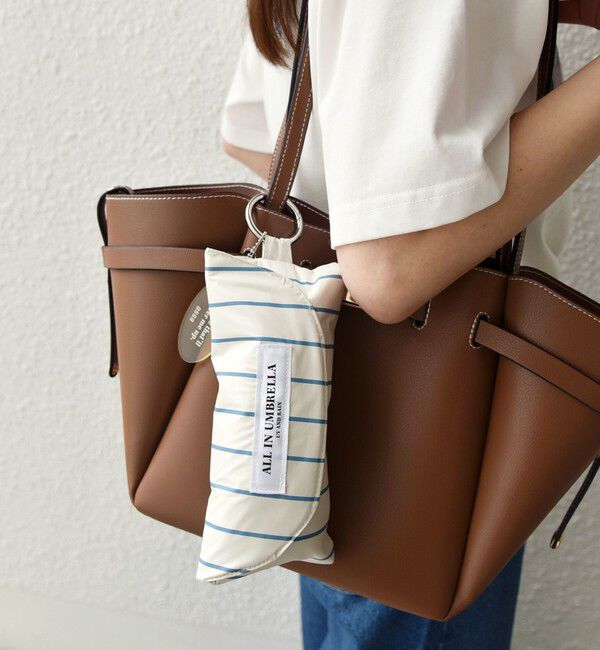 SHIPS Colors 「《予約》assa:ALL IN UMBRELLA ポーチ付き 折り畳み傘(晴雨兼用・親骨50cm)◆」|傘|オフホワイト