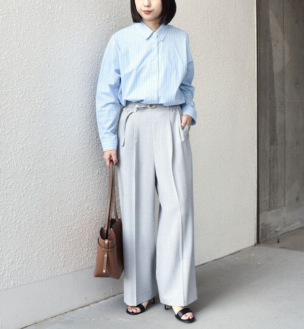 SHIPS Colors 「SHIPS Colors:〈手洗い可能〉カラー ストライプ クロップド シャツ」|シャツ・ブラウス|