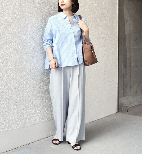 SHIPS Colors 「SHIPS Colors:〈手洗い可能〉カラー ストライプ クロップド シャツ」|シャツ・ブラウス|