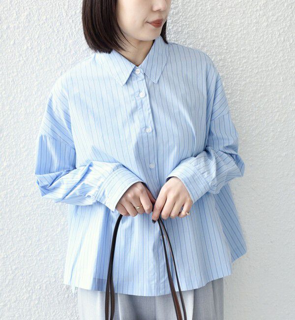 SHIPS Colors 「SHIPS Colors:〈手洗い可能〉カラー ストライプ クロップド シャツ」|シャツ・ブラウス|