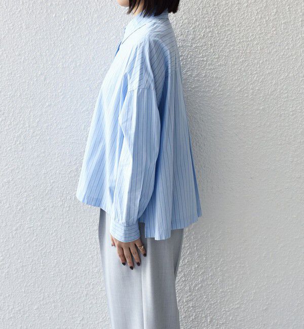 SHIPS Colors 「SHIPS Colors:〈手洗い可能〉カラー ストライプ クロップド シャツ」|シャツ・ブラウス|