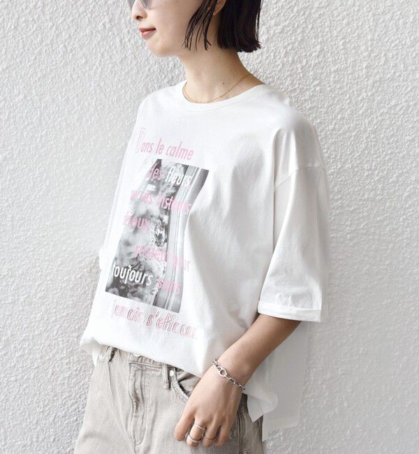 SHIPS for women「《予約》【WEB限定】オーガニック 5分袖 フォト TEE」|Tシャツ・カットソー|