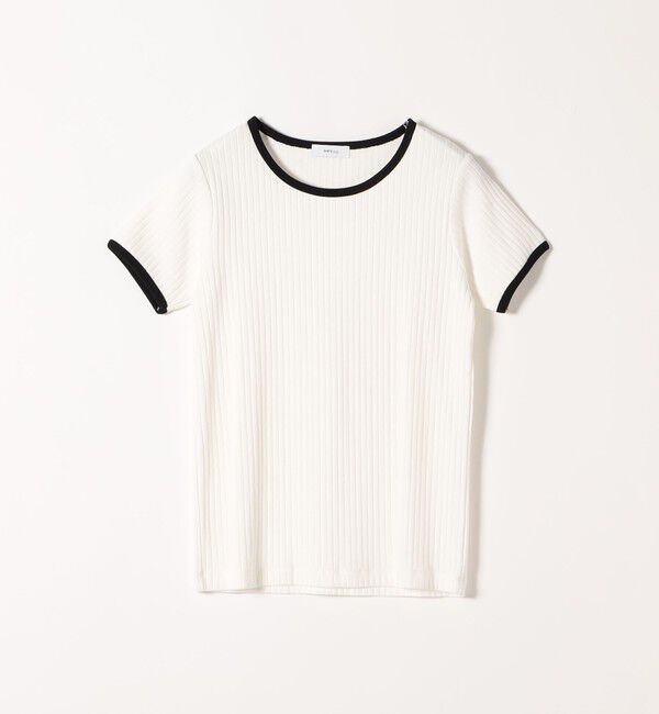 SHIPS any「《予約》SHIPS any:〈洗濯機可能〉テレコ リブ バイカラー ショートスリーブ TEE」|Tシャツ・カットソー|