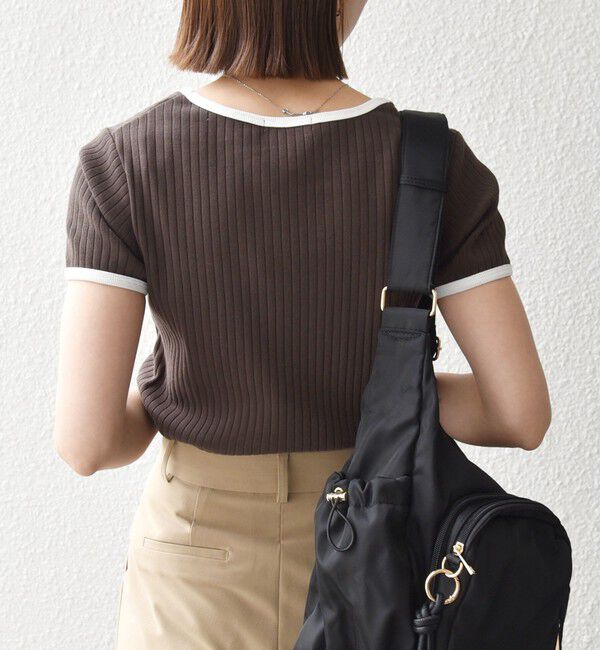 SHIPS any「《予約》SHIPS any:〈洗濯機可能〉テレコ リブ バイカラー ショートスリーブ TEE」|Tシャツ・カットソー|