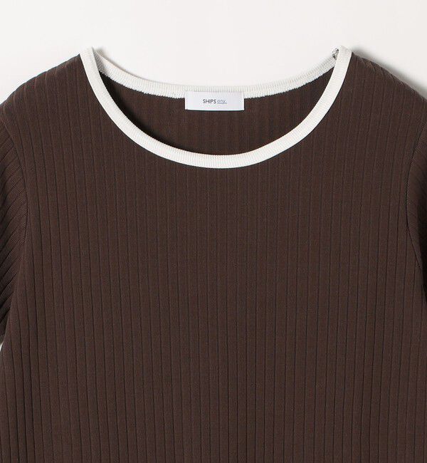 SHIPS any「《予約》SHIPS any:〈洗濯機可能〉テレコ リブ バイカラー ショートスリーブ TEE」|Tシャツ・カットソー|