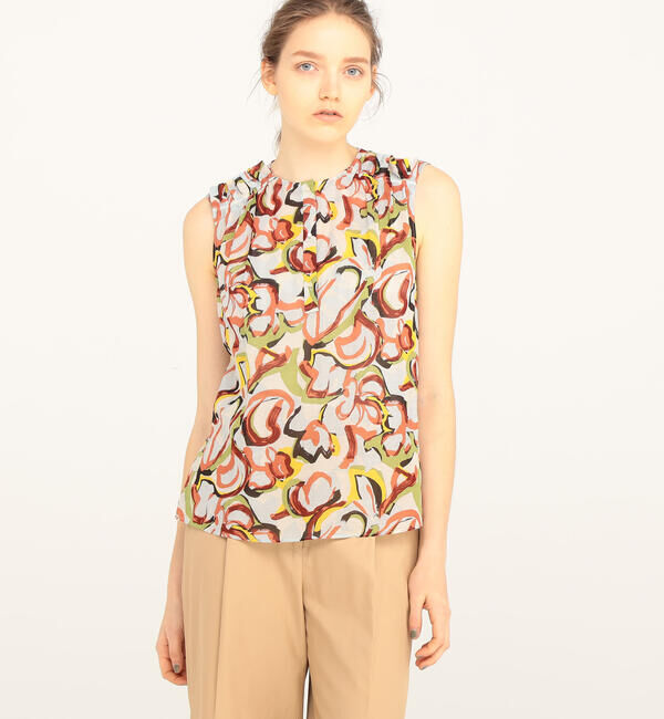 TOMORROWLAND collection「アドフラワープリント ギャザーフリルブラウス」|シャツ・ブラウス|