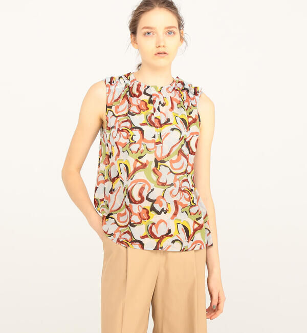 TOMORROWLAND collection「アドフラワープリント ギャザーフリルブラウス」|シャツ・ブラウス|